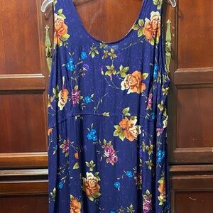 R&K Originals Woman vintage plus size 24 floral Sleeveless purple Orange dress